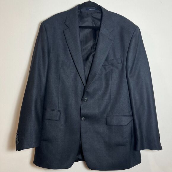 Vtg Polo University by Ralph Lauren Sport Coat Charcoal Windowpane Silk Wool 46L - Picture 2 of 9